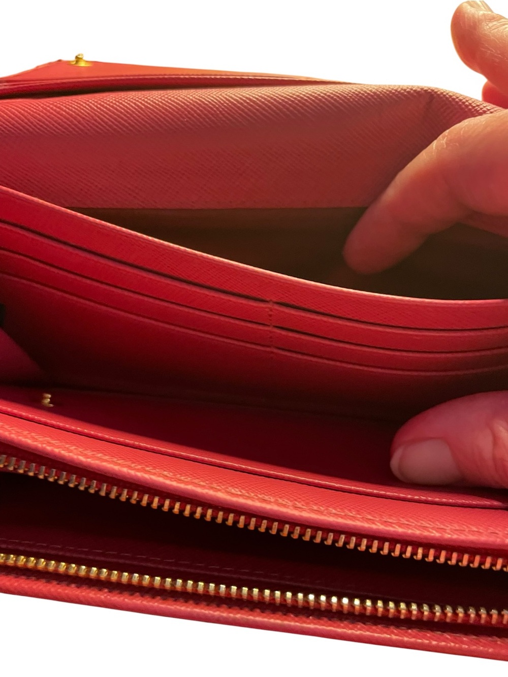 PRADA Red Saffiano Leather Long Flap Continental Wallet Gold Hardware - Picture 6 of 12